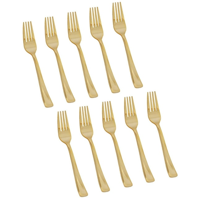 Cubiertos desechables Suministros de decoración resistente Utensilios Vajilla para fiestas Catering 10x tenedores dorados