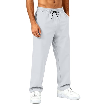 Havenx Men s Athletic Fishing Pants Quick Dry Stretch Track Pants with Zipper Pockets Elastic Waist Drawstring Pant Lightweight Workout Athletic Golf Running Gym Trousers White S
