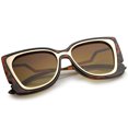 thumbnail image 5 of zeroUV Female Oversize Notched Frame Zigzag Temple Flat Lens Cat Eye Sunglasses 51mm (Tortoise-Gold / Amber) - 51mm, 5 of 5