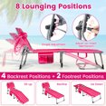 thumbnail image 4 of Gymax 2PCS Tanning Chair w/4-Position Adjustable Backrest Face Arm Holes & Pocket Pink Stripe, 4 of 9