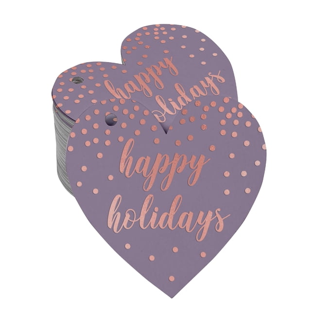 Inkdotpot Rose Gold Foil Paper Hang Tags Happy Holiday Favor Tags 50 Pieces