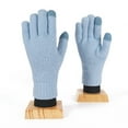 thumbnail image 3 of YAOBAMM Elastic Cuff Gloves 1 Pair Autumn Winter Knitted Touchscreen Gloves Full Finger Stretch Thickened Double Layers Warm Solid Color Motorcycle, 3 of 7