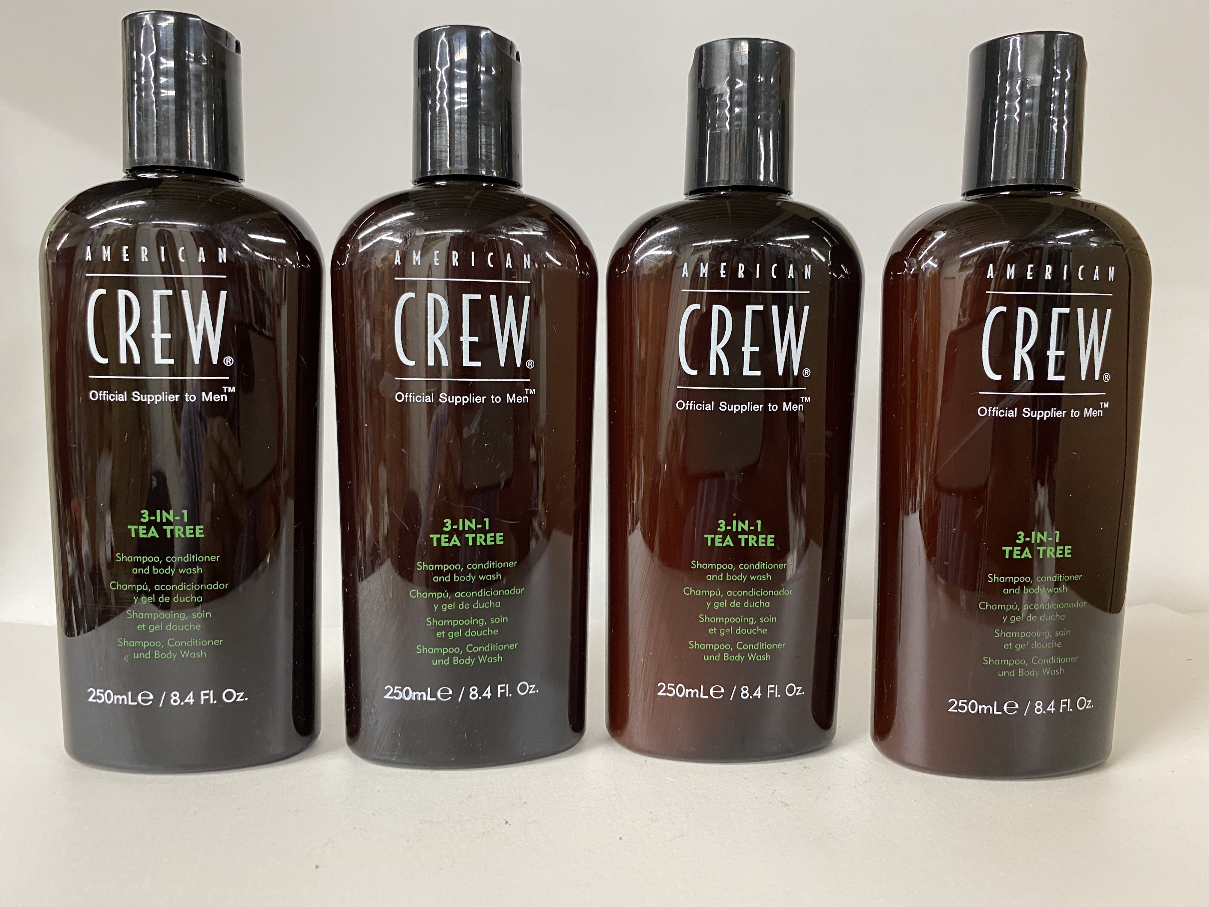 4 Pack American Crew 3 in 1 Tea tree shampoo, conditioner , body wash 8