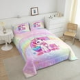 thumbnail image 4 of Erosebridal Pink Unicorn Bedding Sets Twin with Comforter, Initial C Letter Duvet Insert, Cartoon Animal Decor, Reversible, 4 of 7