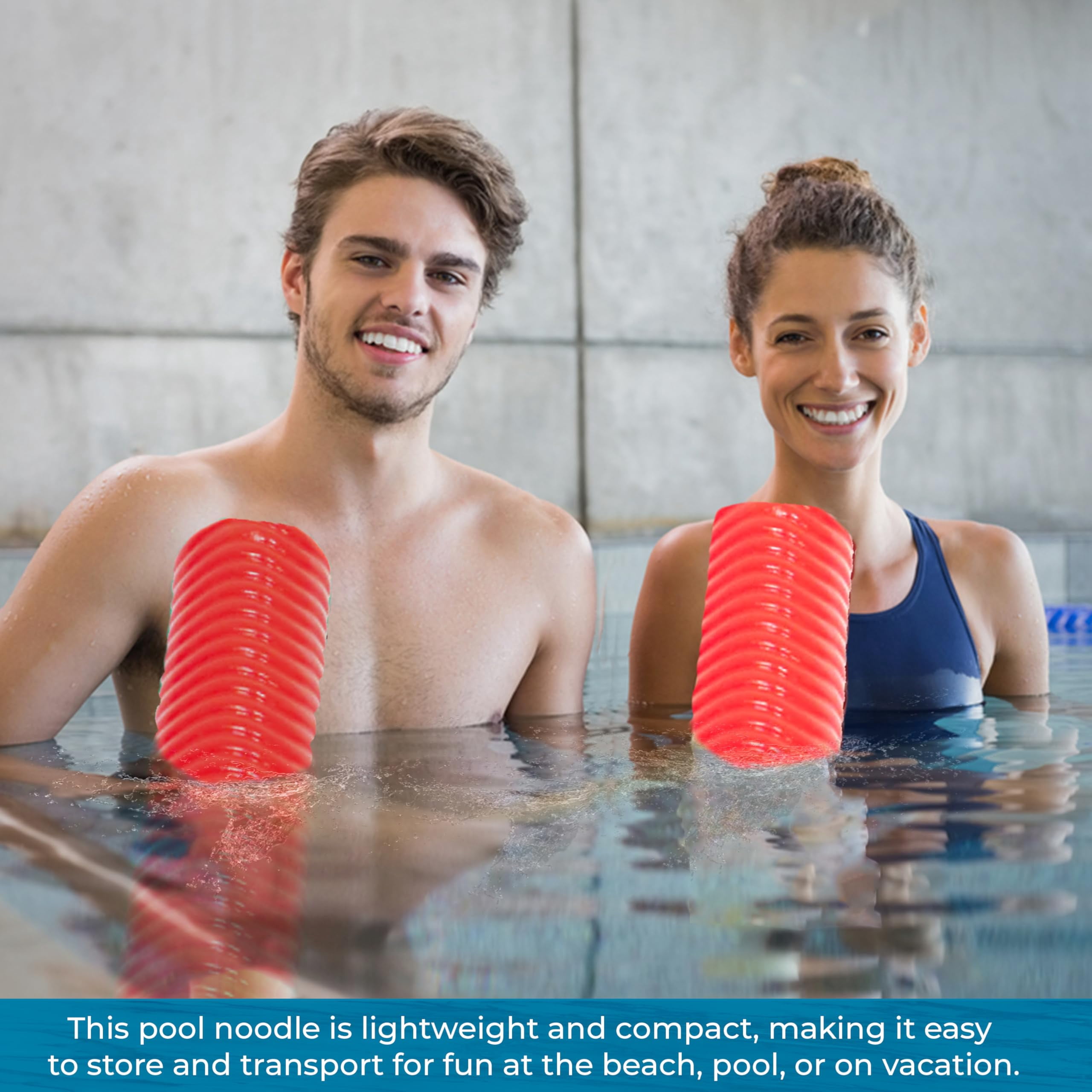 VOS Mega Noodle Premium Foam Pool Noodles for Swimming & Floating – 4Pc Pack | Outdoor Water Float/Lake Float for Adults – Rave Red
