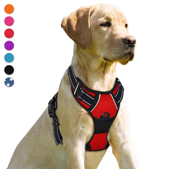 Arnés para perros BARKBAY sin tirones reflectante para perros grandes (rojo)