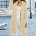 thumbnail image 2 of Women's Jacket Long Sherpa Coat Elegant Fuzzy Trench Open Front Mid-Long Lightweight Jacket, 2 of 4