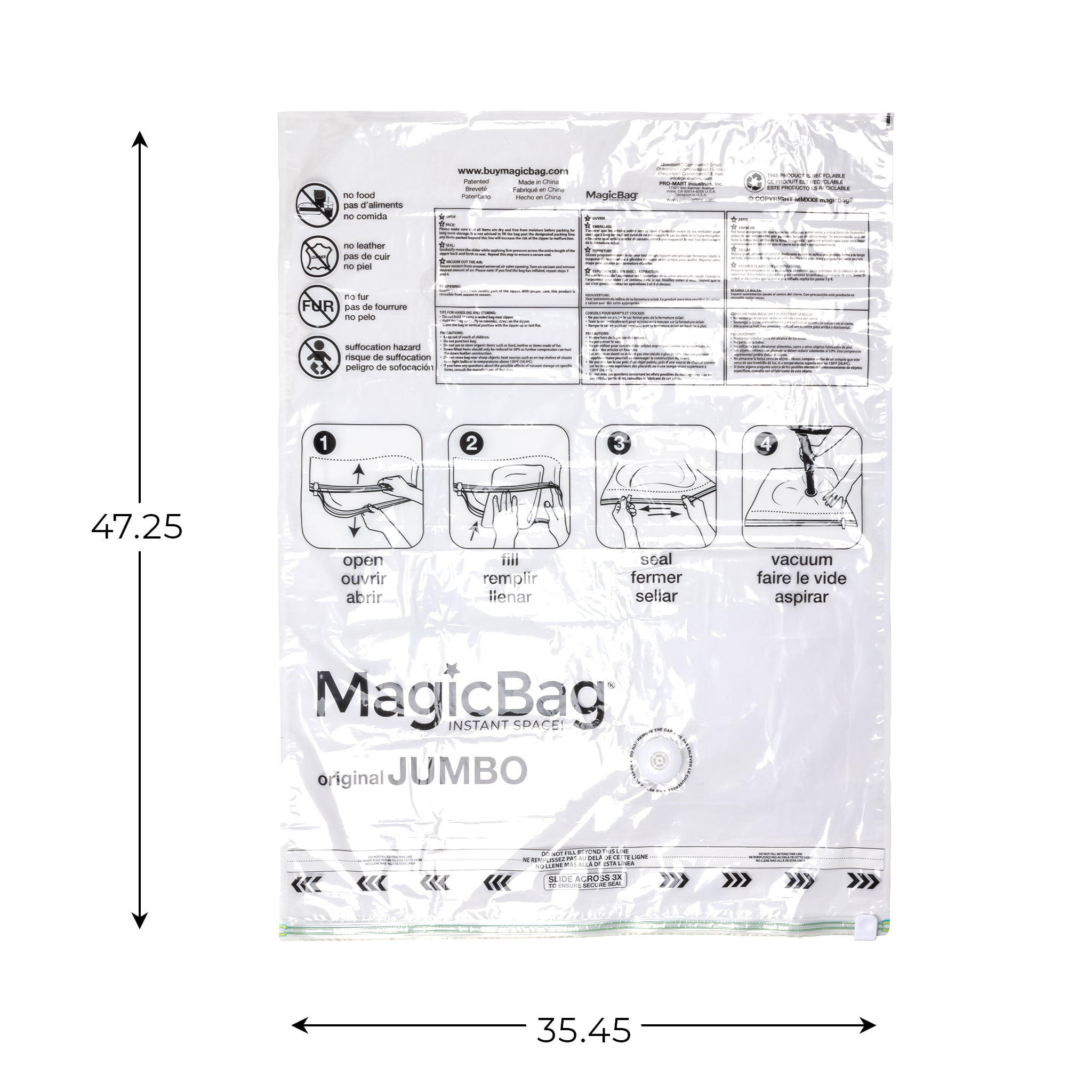MagicBag Variety Pack Vacuum Storage Bags, 10 Pack Flat Compression Bags for Clothing & Bedding, Space Saving & Airtight
