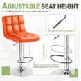 thumbnail image 6 of Wubio Bar Stools Modern Pu Leather Swivel Adjustable Hydraulic Bar Stool Square Counter Height Stool Set of 2 (Orange), 6 of 15