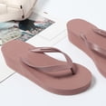 thumbnail image 4 of Bibifish Womens Flip Flops Solid Wedge Heel Rubber Thong Sandals Lightweight Casual Summer Beach Slippers, 4 of 6
