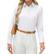 Siliteelon Women's Long Sleeve Button Down Shirts Wrinkle-Free Office Work Blouse