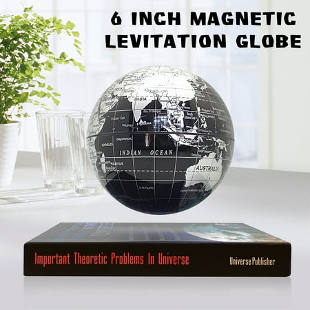 Magnetic Field Levitation - New 6 Inch Levitation Magnetic Rotate Globe Floating Levitating Earth Map With BookBase Black Desktop Decor Birthday Christmas Kid Toy Gift