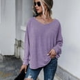 thumbnail image 2 of Annhoo Long Sleeve Shirts for Women Plus Size Casual Solid V Neck Tops Fall Loose Going out Blouse Tees, 2 of 6