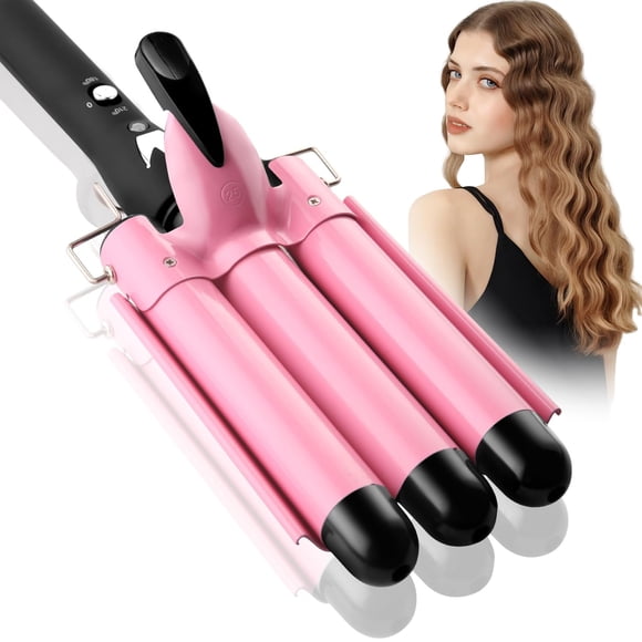 Rizador de cabello de 3 barriles: rizador de cabello de tres barriles de voltaje dual Aleath - Varita rizadora de 1 pulgada