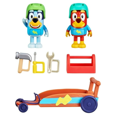 Bluey Rusty & Bluey s Go-Kart Vehicle and Figures Pack 2.5-3 inch Figures and Accessories Preschool Ages 3+