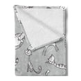 thumbnail image 2 of Grey Soft Flannel Fleece Throw Blanket, Cats Posing over Floral Background Feline Kitten Kitty Cartoon Art Prints, Cozy Plush for Indoor and Outdoor Use, 70" x 90", White, by Ambesonne, 2 of 5