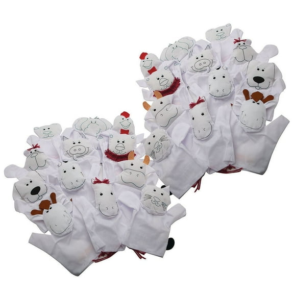 Color-Me™ Fabric Animal Hand Puppets (Pack of 24)