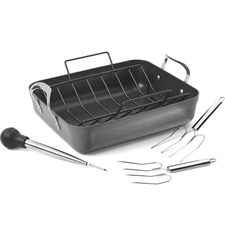 Calphalon Contemporary Nonstick 16-Inch Roasting Pan with Rack, 5-Piece Set