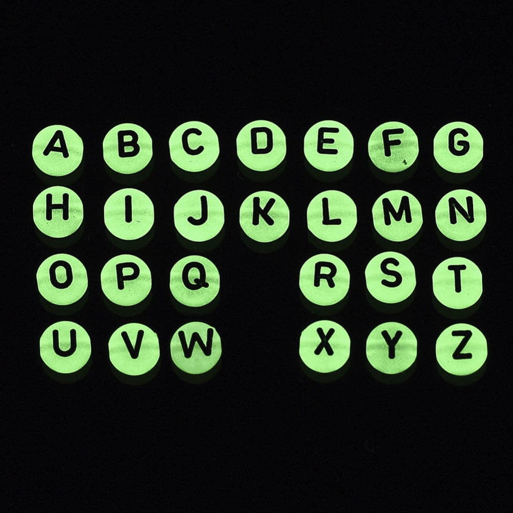 500gs Enamel style Acrylic Beads Luminous Horizontal Hole Flat Round with Letter Light Grey Light Grey 7x4mm Hole: 1.6mm about 3700pcs/500g