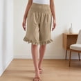 thumbnail image 7 of Womens Summer Bermuda Shorts Knee Length Elastic Waist Flared Ruffle Hem Shorts Beach Lounge Casual Shorts, 7 of 7