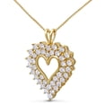 thumbnail image 2 of Haus of Brilliance 14K Yellow Gold Plated .925 Sterling Silver 4.0 Cttw Womens Round cut Diamond Two Row Open Heart 18" Spring Ring Clasp Prongs Pendant Necklace (K-L Color, I1-I2 Clarity), 2 of 6