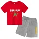 thumbnail image 3 of Conjunto de 2 piezas de camiseta y pantalones cortos de verano para niños y niñas, de algodón con estampado de marca para niños, ropa deportiva transpirable de manga corta para bebés y niños, 3 of 5