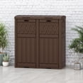 thumbnail image 6 of Uforic Double Compartment Outdoor Trash Can, 62 Gallon Waterproof Resin Garbage Bin with Tiered Lid and Drip Tray for Patio Deck Backyard, Dark Brown, 6 of 10
