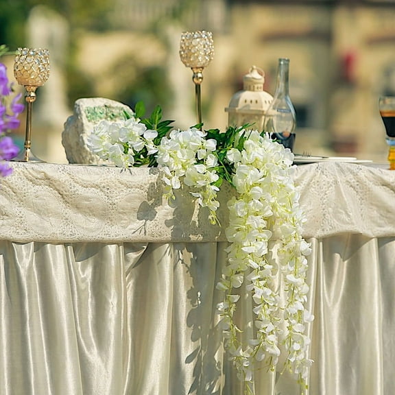 BalsaCircle 5 Bushes 44" White Hanging Artificial Wisteria Flowers Vine Garland