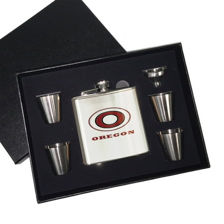 

KuzmarK 6 oz. Stainless Steel Flask Set in Black Presentation Box - Oregon Oregon