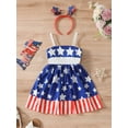 thumbnail image 2 of Suealasg Kids Girl 4th of July Outfits Sleeveless Stripe Star Print Cami Dress Toddler Girls Summer A-Line Casual Dress Little Girl Independence Day Clothing, 2 of 8