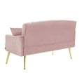 thumbnail image 6 of Modern Velvet Small Loveseat Sofa, Comfy 2 Seater Tufted Back Accent Sofa Couch with Metal Gold Legs and 2 Pillows for Living Room, Compact Living Space, Apartment, Pink, 6 of 7