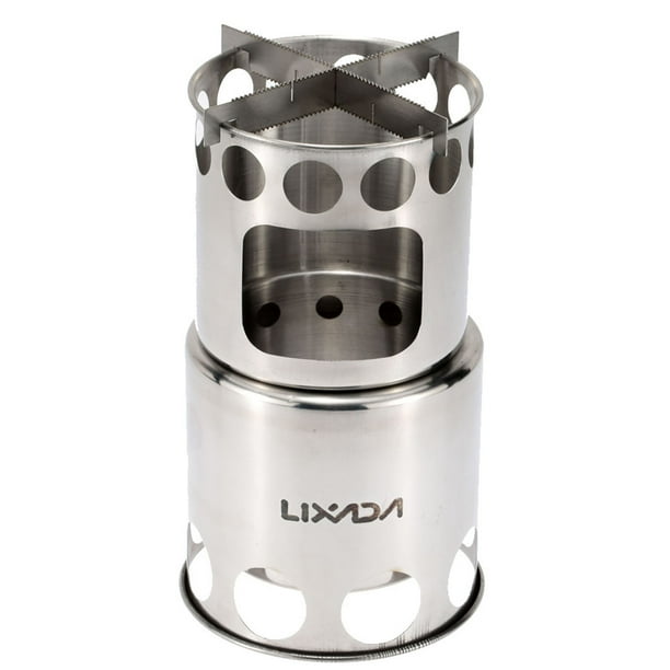 Estufa de exterior Lixada portátil de acero inoxidable ligero madera Picnic al aire libre cocina Cam Lixada Estufa de exterior
