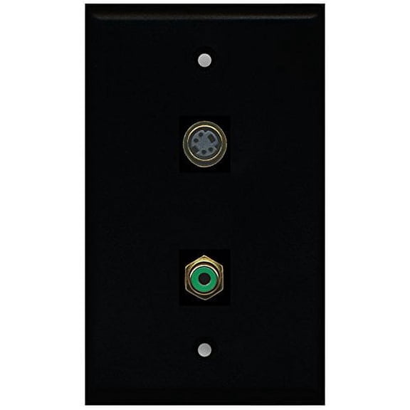 RiteAV - Black 1 Port RCA Green 1 Port S-Video Wall Plate