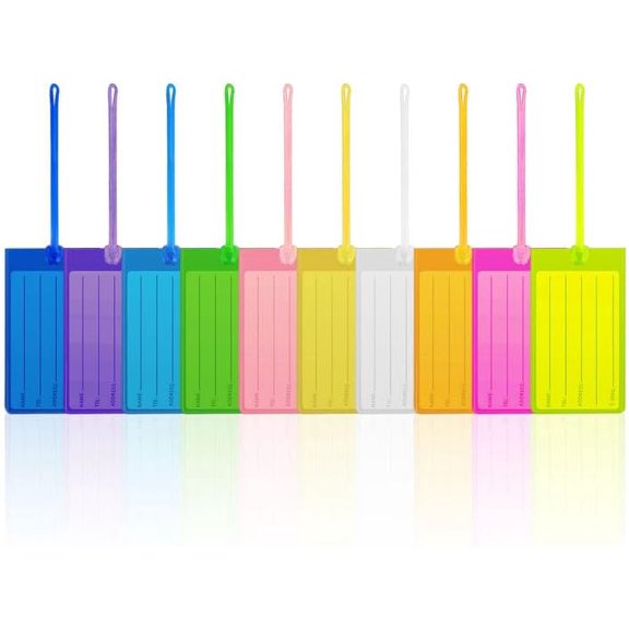 10 Pcs PVC Luggage Tags, Suitcase Tags with Name ID Labels, Luggage Labels Travel Tags Baggage Labels, Waterproof Travel Accessories for Quickly Spot Baggage Suitcase Backpacks (Multicolour)