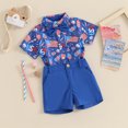 thumbnail image 3 of Okbabeha 4th of July Baby Boy Outfit America Flag Short Sleeve Buttom Down Shirt and Shorts Fourth of July Clothes, 3 of 6