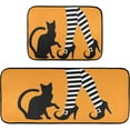 thumbnail image 7 of Halloween Witch Legs Kitchen Rugs 2 Pieces, Black Cat Floor Mat Room Area Rug Washable Carpet Perfect for Living Room Bedroom Entryway, 7 of 7