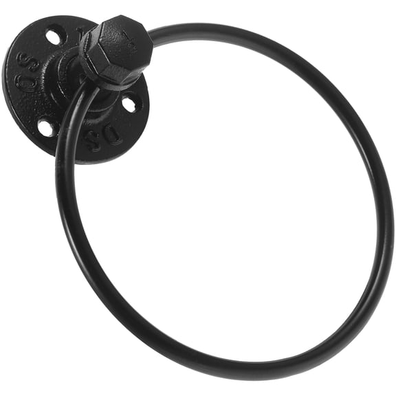 Pawsdot Black Industrial Wall Mounted Towel Ring for Bathroom Hand Towel Organization