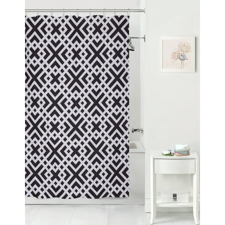 Mainstays Interlocking Geo Coordinating Fabric Shower Curtain Mainstays Interlocking Geo Coordinating Fabric Shower Curtain