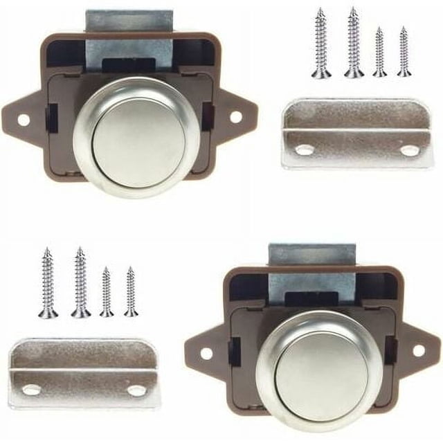 Push Buttons Latch, 2 Pieces Push Button Latch, Keyless Latch, Keyless Latch, with Screws, for Yachts, RV Cabinets, Drawers, Marine Boat Tables