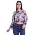 thumbnail image 1 of Moomaya Button Front Cold Shoulder Top Printed  Casual Loose Blouse Short Top, 1 of 4