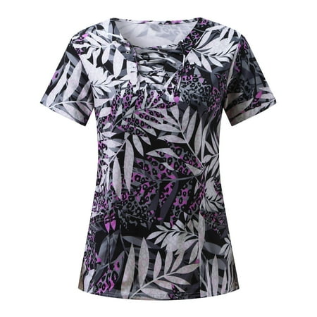 

Tie Dye Working Uniform Women Shirt Short Sleeve Casual Stylish Top shirts Scrubs Top Working Uniform Nurses