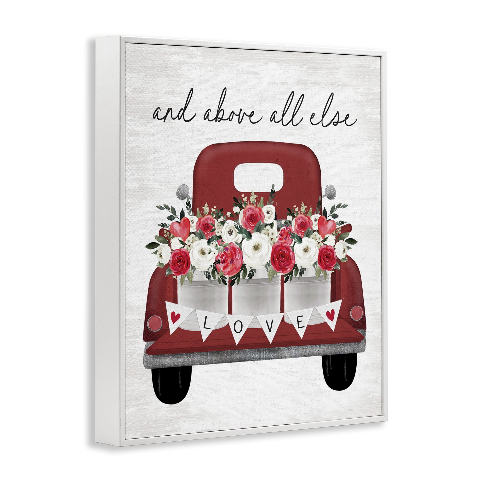 Stupell Industries Love Above All Else Transportation Painting White Framed Art Print Wall Art, 11 x 14