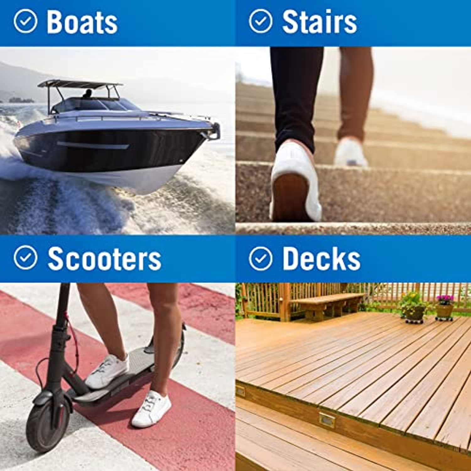 Better Boat Anti Slip Outdoor Stair Treads, Waterproof Non-Skid Grip, 4 Inch x 40 Foot Roll, Black