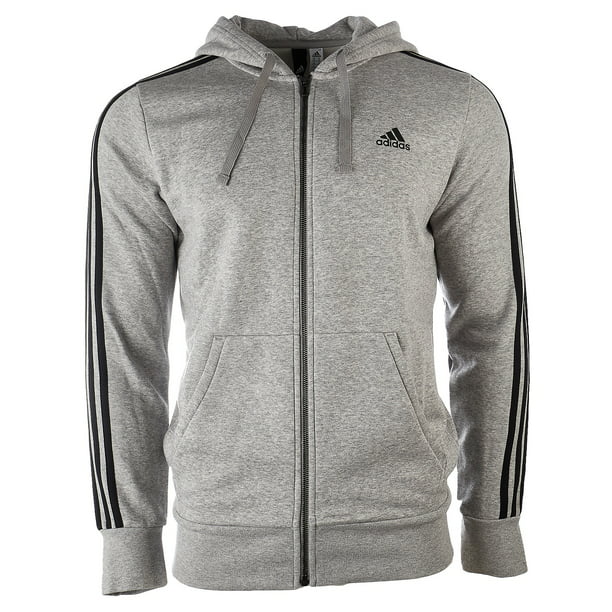 Adidas Essentials 3-Stripe Full Zip Fleece Hoodie - Medium Grey  Heather/Black - Mens - XXL - Walmart.com
