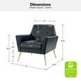 thumbnail image 7 of Faux Leather Accent Chair Comfy Upholstered Armchair with Gold Legs, Button Tufted Lounge Sofa Chair Living Room Bedroom Navy, 7 of 7