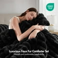 thumbnail image 2 of Regency Heights Full/Queen Size Comforter Sets, Black Fluffy Ribbed Plush Bedding Set, 3-Piece Faux Fur Ribbed Bedding Comforter Set, 2 of 10