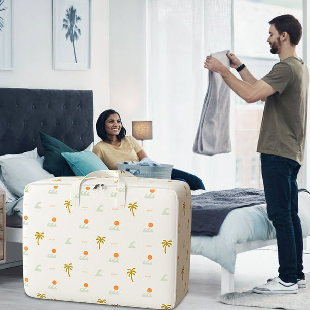 Bolsa de almacenamiento de tela no tejida para mantas y ropa | Organizador plegable para debajo de la cama | Almacenamiento de edredones, almohadas y ropa de cama