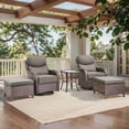 thumbnail image 2 of Outdoor Conversation Sets 5-Piece Patio Wicker Rattan Furniture Set with Swivel Rocking Chairs, Ottomans, Side Table and Upgrade 6" Cushions for Balcony Deck Backyard, Gray, 2 of 12