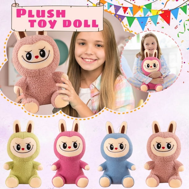 Pop Mart Labubu Nuevo pendiente de muñeca de peluche de macarrón de monstruo de Labubu de Pop Mart Muñeca de peluche adorable, regalo de juguete, muñeca de trapo