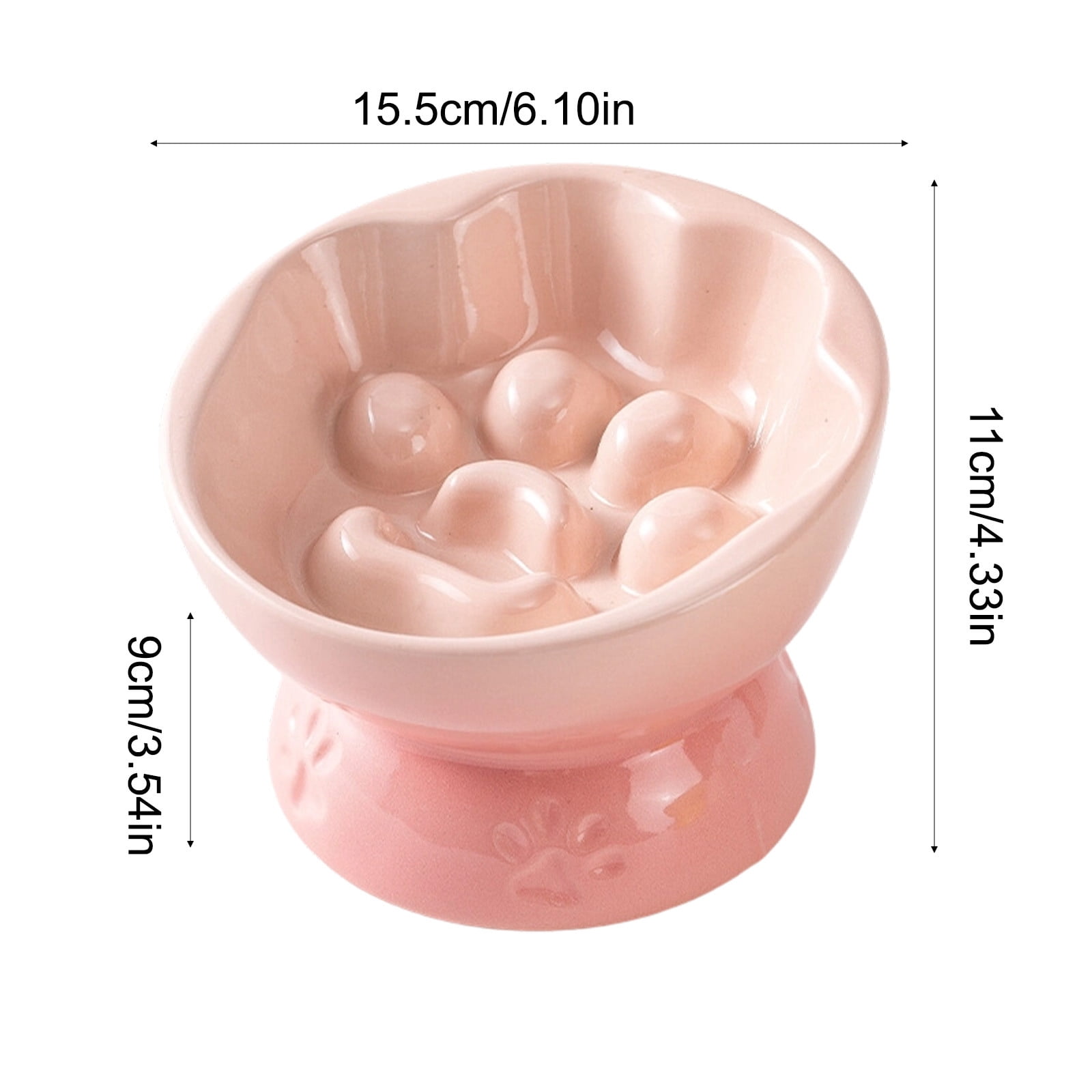Tuvgenk Cat Bowl Dog Bowl Slow Feeder Raised Frame Stable Base Slant Mouth Relieve Eating Pressure Support Natural Neck Posture